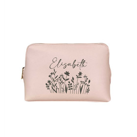 Svanhilde Kosmetiktasche Make-up Bag mit Namen bedruckt | Floraler Print Blumen-Wiese für Mädchen Damen