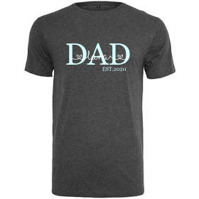 DAD T-Shirt personalisiert mit Namen | Shirt Papa mit Kindernamen in Herzschrift Dunkelgrau L