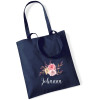 Einkaufstasche mit Namen | Blumenmotiv in rosa | große Stofftasche Baumwolle