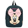 Kinderrucksack mit Name | Motiv Disney Minnie Mouse mit großer Schleife (dunkelgrün) Schriftfarbe: pink