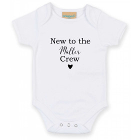 Baby Body mit Name | Personalisiertes Geschenk Neugeborene | Geburt Taufe New to the crew