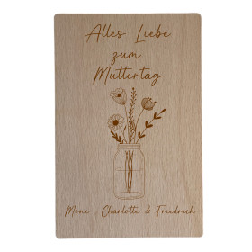 Personalisierte Grußkarte aus Holz | Alles Liebe...