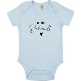 Personalisierter Body Baby mit Name | Mini Nachname mit Herz