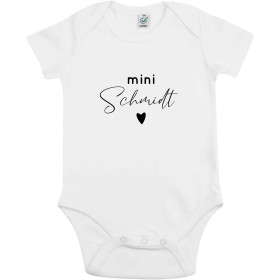 Personalisierter Body Baby mit Name | Mini Nachname mit Herz
