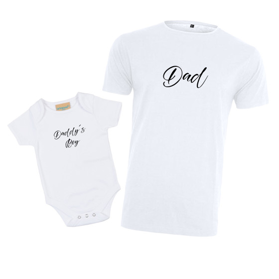 Herren T-Shirt und Baby Body im Set | Daddys Boy für Papa und Baby