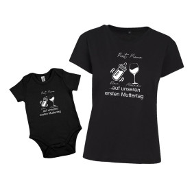 Damen T-Shirt und Baby Body im Set | Prost Mama ... auf unseren ersten Muttertag