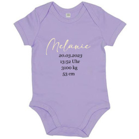 Body Baby mit Namen und Geburtsdaten personalisiert