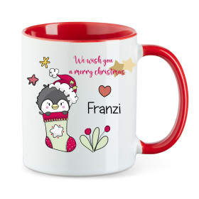 Personalisierte Tasse zu Weihnachten | Pinguin in...