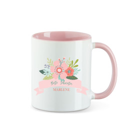 Personalisierte Tasse mit Namen | Beste Schwester mit Blumen