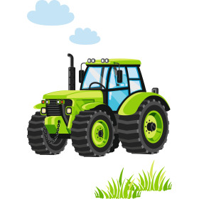 Turnbeutel mit Namen | Traktor mit Gras & Wolken