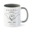 Personalisierte Tasse zum Valentinstag | Herzhände mit Spruch und Name