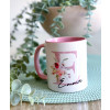 Personalisierte Tasse mit Name | Floraler Buchstabe in rosa