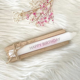 Kerze mit Spruch | Happy Birthday (rosa)