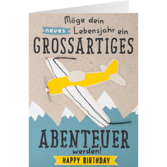Glückwunschkarte | Geburtstagskarte | Happy Birthday | Flugzeug