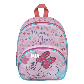 Set Minnie Mouse Blumen | Kinderrucksack mit Trinkflasche und Brotzeitdose (rosa)