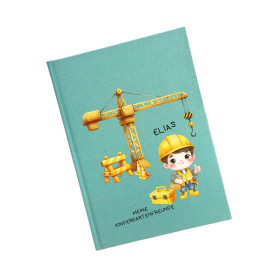 Personalisiertes Freundebuch Kindergarten | Baustelle mit Kind (mint)