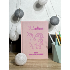 Personalisiertes Freundebuch Kindergarten | Einhorn (rosa)