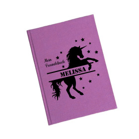 Personalisiertes Freundebuch Schule | Motiv Einhorn mit Sterne (beere)