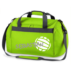 Sporttasche mit Namen bedruckt für Kinder | Personalisierbar mit Motiv Volleyball | Reisetasche Duffle Bag für Mädchen und Jungen in Schwarz, Blau, Grün, Pink, Rot