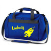 Sporttasche mit Namen | Motiv Rakete Weltraum in blau & gelb