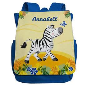 Kindergartenrucksack mit Namen | Motiv Zebra in hellblau