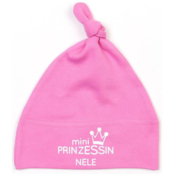 Babymütze mit Namen | Motiv kleine Prinzessin in rosa & weiß