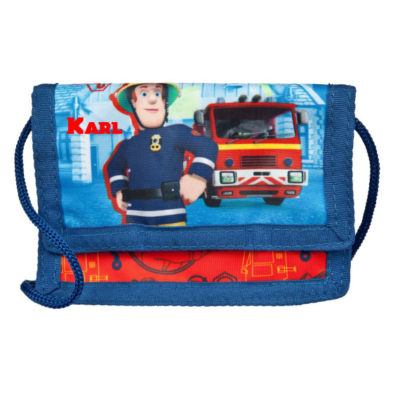 Geldbeutel mit Namen | Motiv Feuerwehrmann SAM in blau & rot