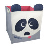 Spielzeugkiste mit Namen | Panda Paul | Spielzeugbox zum Aufräumen & Verstauen | für Jungen & Mädchen mit Personalisierung in grau, weiß & pink