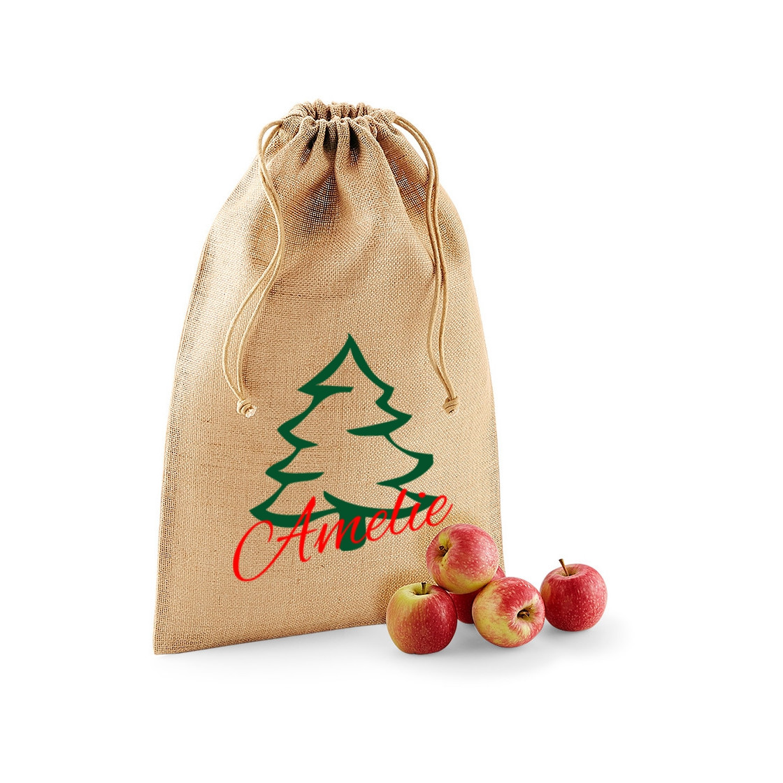 Jutesäckchen für Weihnachten | Tannenbaum mit Name, 8,99 €